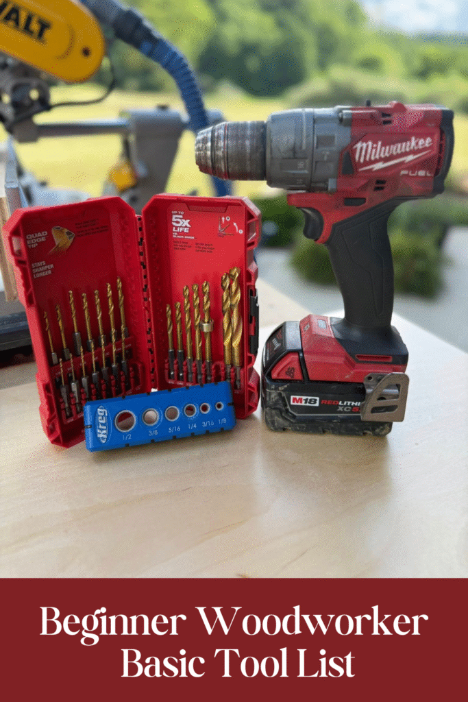 Power Tool Drill and Drill Bit Set Sitting on a table 